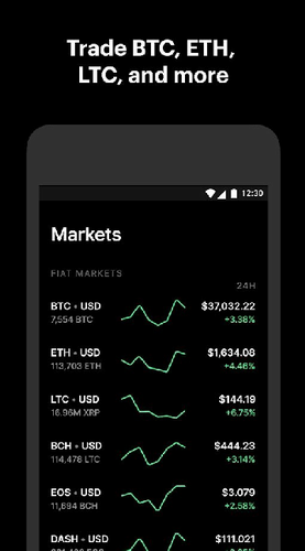 Coinbase移动端界面展示